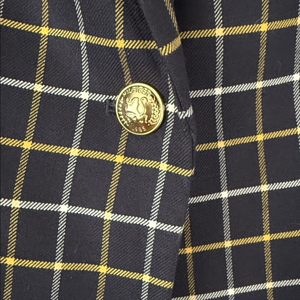 Tommy Hilfiger THFlex Slim Fit Plaid Blazer – Navy/Yellow Windowpane –16 - Picture 4 of 8